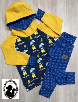 Ensemble oursons parapluies /pois bleus