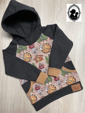 Hoodie forêt bucheron/manches charcoal