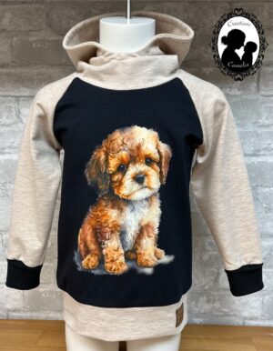 Hoodie chien caramel fond noir