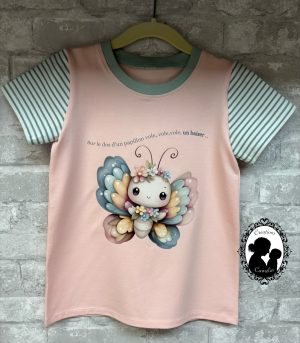 Chandail manches courtes vole papillon doux(pré-vente)